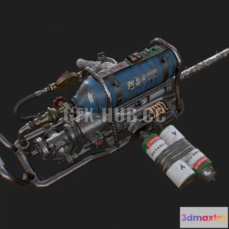 1184664 - PBR Game 3D Model - Flame Thrower