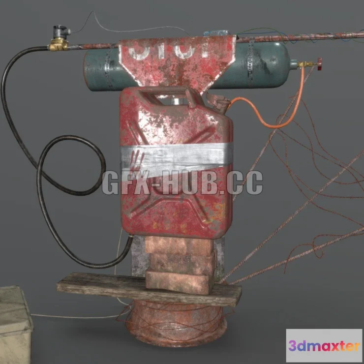 1184668 - PBR Game 3D Model - Flamethrower for zombies