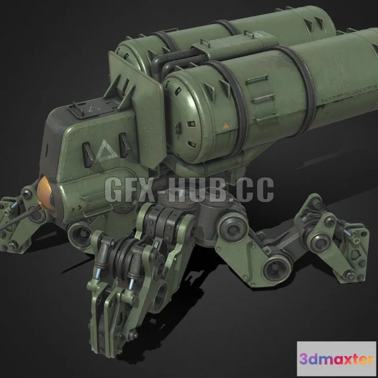 1184672 - PBR Game 3D Model - Flamethrower Mech