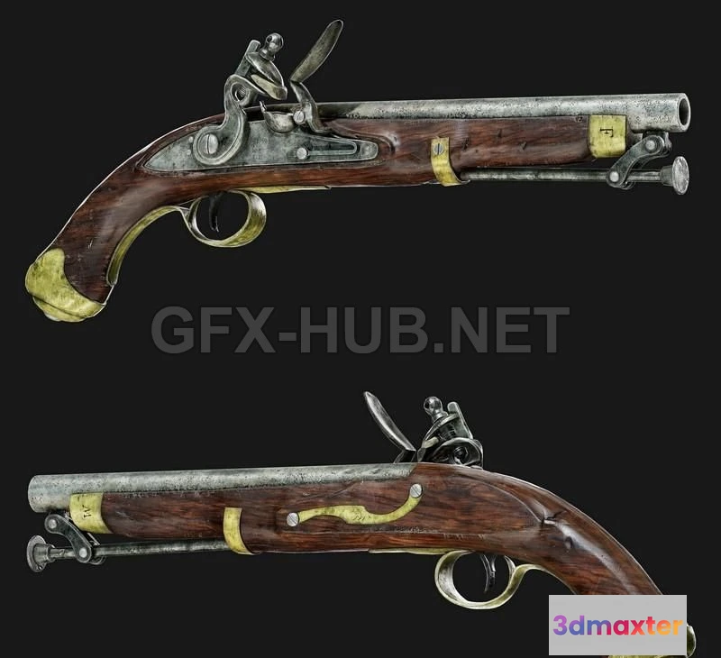 1184684 - PBR Game 3D Model - Flintlock Pistol
