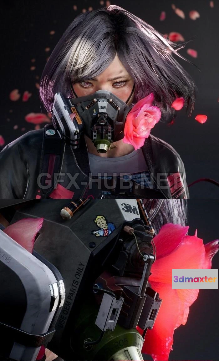 1184692 - PBR Game 3D Model - Flower GasMask