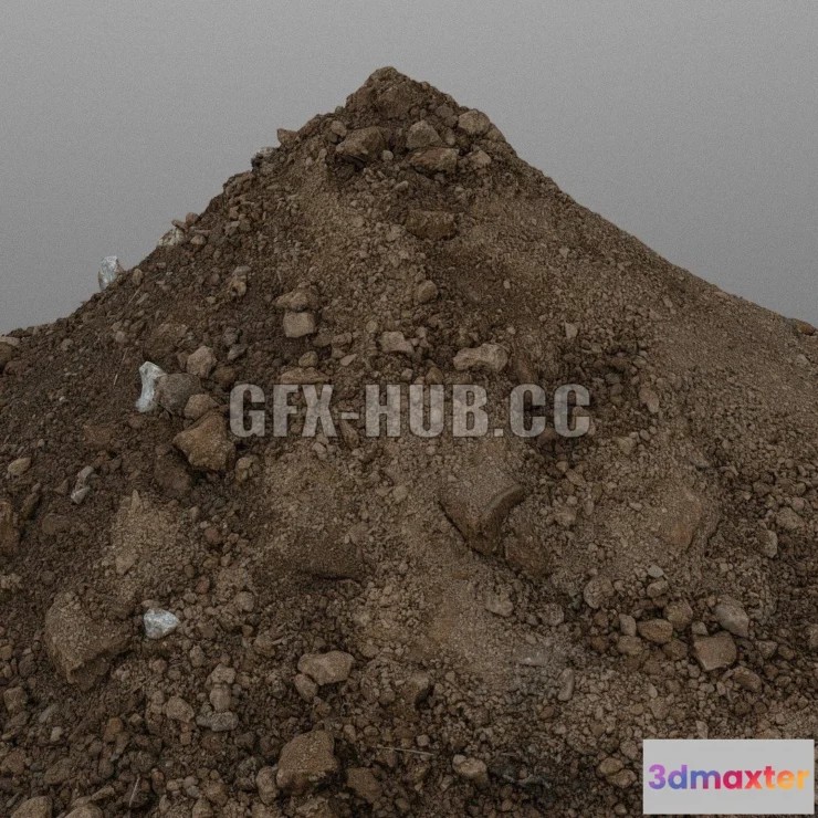 1184696 - PBR Game 3D Model - Fluffy soil dirt pile