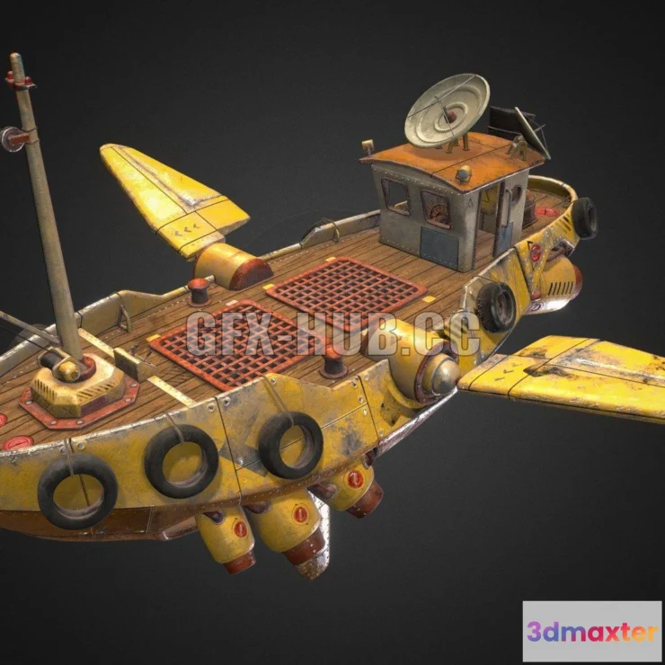 1184704 - PBR Game 3D Model - Flying ship