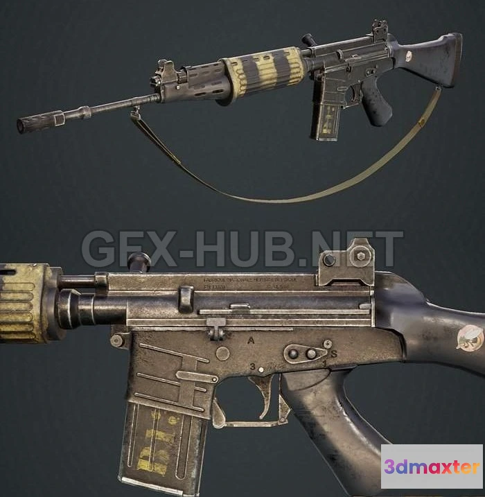 1184708 - PBR Game 3D Model - FN CAL Assault Rifle