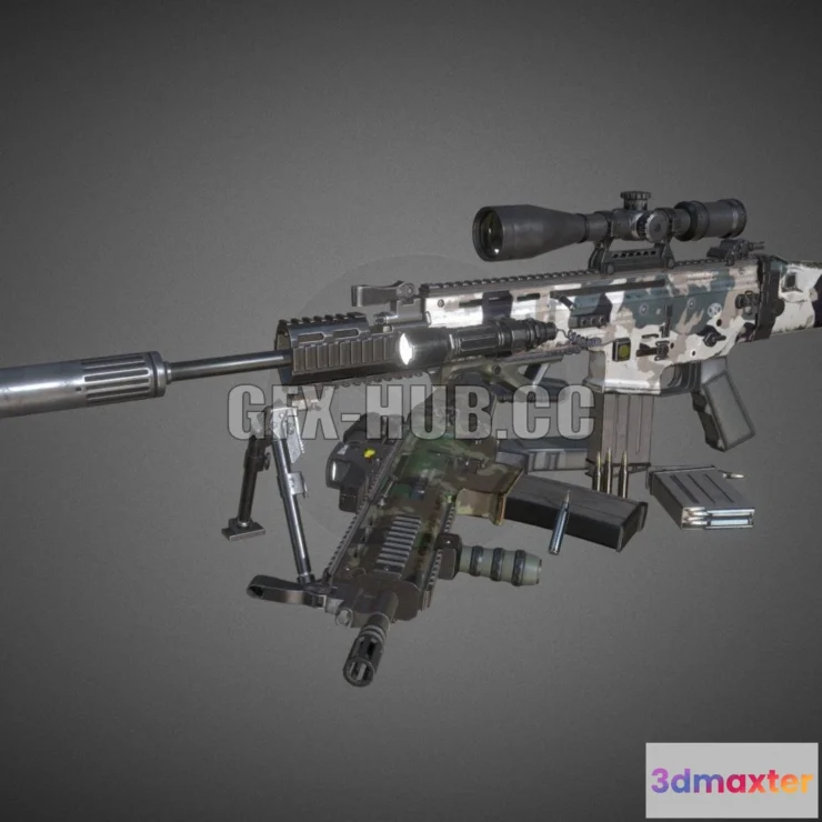 1184718 - PBR Game 3D Model - FN SCAR-L Sniper