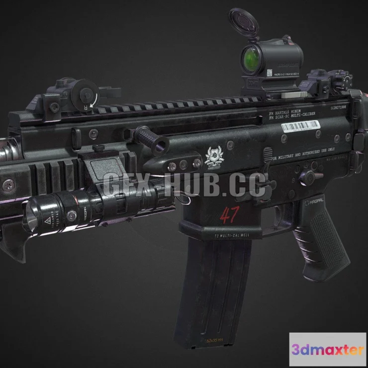 1184722 - PBR Game 3D Model - FN SCAR-SC