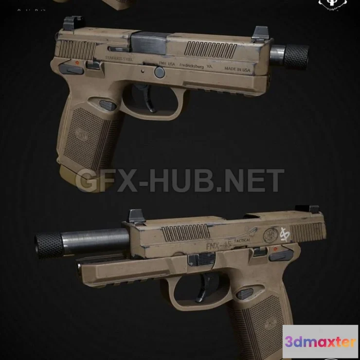 1184724 - PBR Game 3D Model - FNX-45 Tactical Pistol
