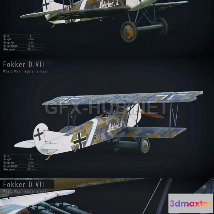 1184728 - PBR Game 3D Model - Fokker DVII