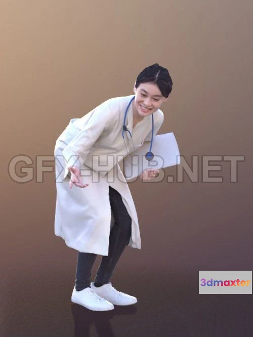1184784 - PBR Game 3D Model - Francine 10369 - Talking Asian Doctor VR AR low-poly