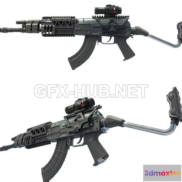 1184834 - PBR Game 3D Model - Futuristic AKM Rifle PBR