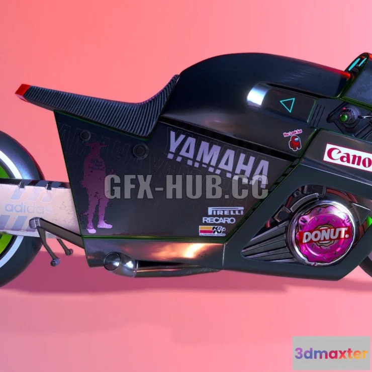1184842 - PBR Game 3D Model - Futuristic Cyberpunk Motorcycle PBR