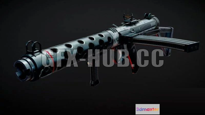 1184854 - PBR Game 3D Model - Futuristic Sterling SMG