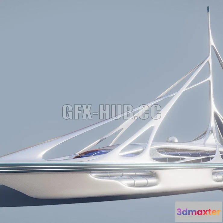1184856 - PBR Game 3D Model - Futuristic Yacht 01