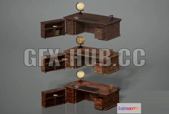 1184880 - PBR Game 3D Model - Game Prop - Desk and Props