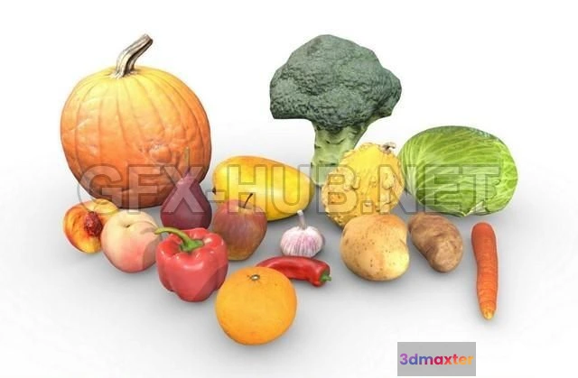1184882 - PBR Game 3D Model - Game Ready Fruit and Vegetable Asset Pack