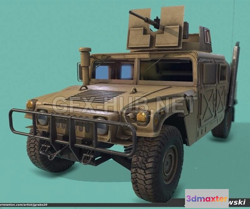 1184884 - PBR Game 3D Model - Game Ready Humvee
