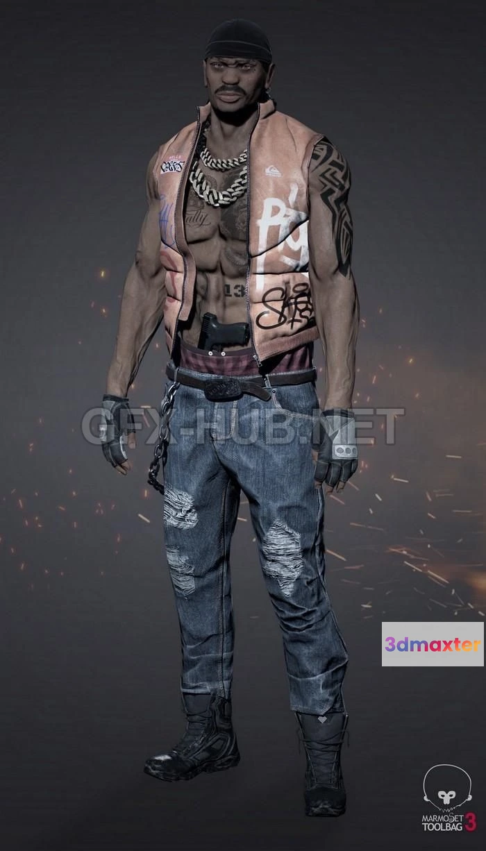 1184912 - PBR Game 3D Model - Gangsta character