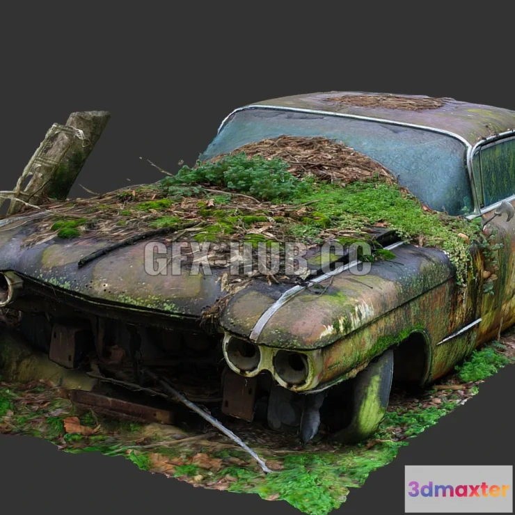 1184920 - PBR Game 3D Model - Garden Cadillac (Raw Scan)