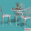 1184924 - PBR Game 3D Model - Garden Table Chairs