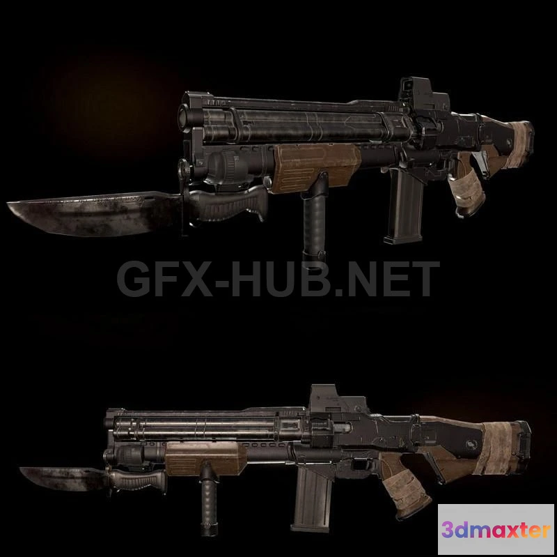 1184954 - PBR Game 3D Model - Gatling Shotgun