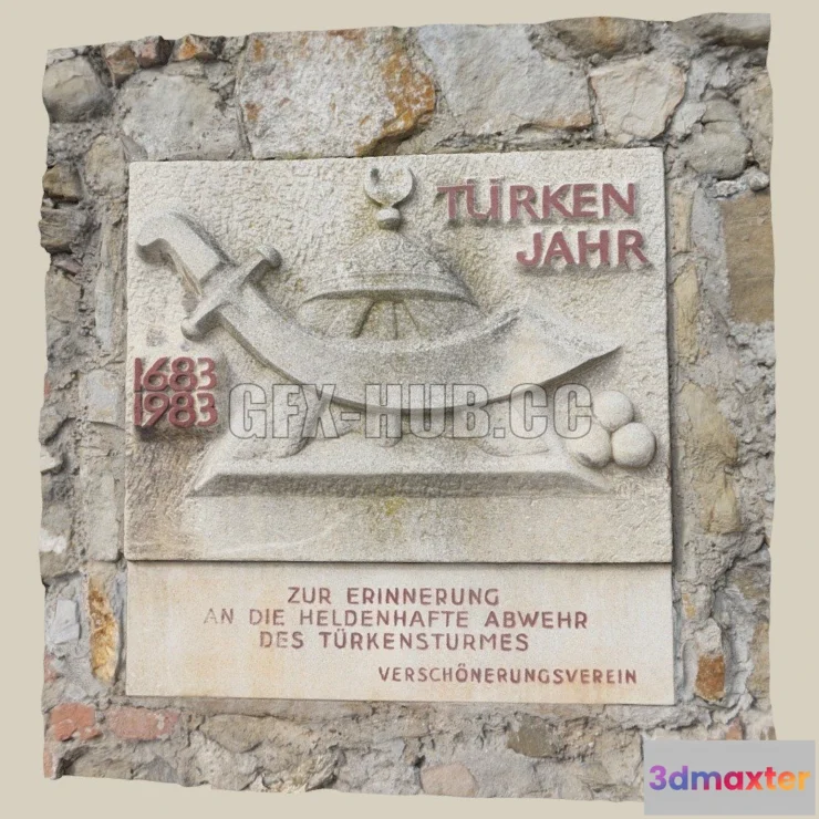 1184972 - PBR Game 3D Model - Gedenktafel Türkenkrieg