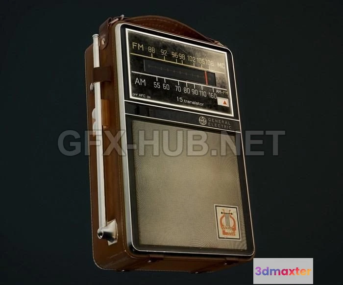 1184980 - PBR Game 3D Model - General Electric P975D Portable Transistor Radio