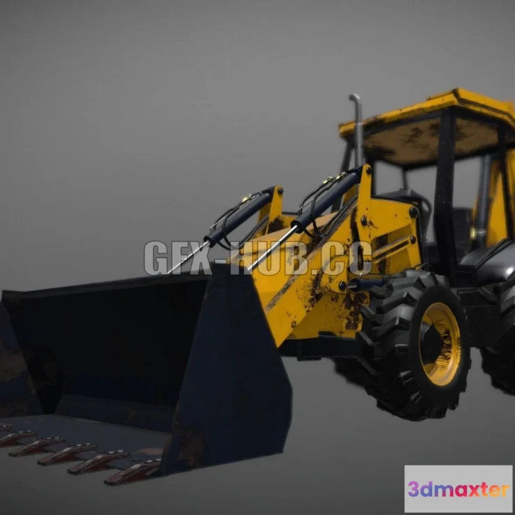 1184990 - PBR Game 3D Model - Generic Front Loader-BackHoe