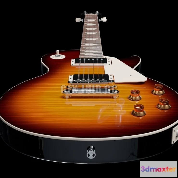 1185028 - PBR Game 3D Model - Gibson Les Paul Guitar