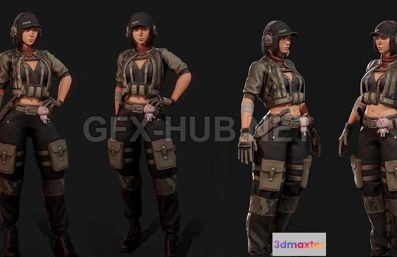 1185038 - PBR Game 3D Model - Girl Character Aria