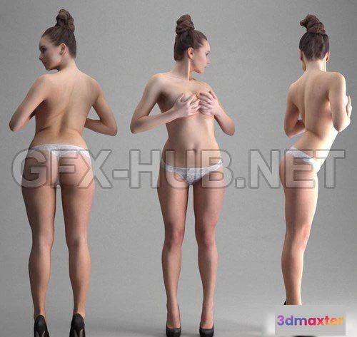 1185056 - PBR Game 3D Model - Girl in Lingerie - Scanned