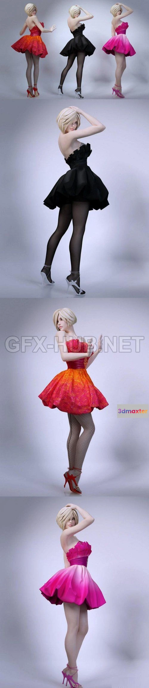 1185068 - PBR Game 3D Model - Girl Skirt Stockings