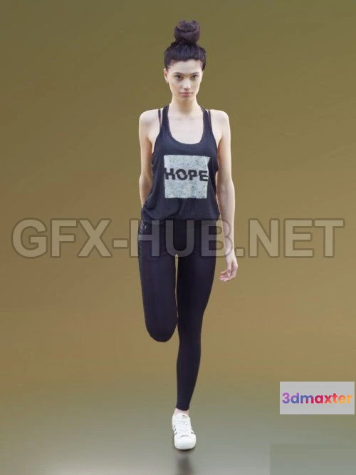 1185070 - PBR Game 3D Model - Girl Stretching Scanned