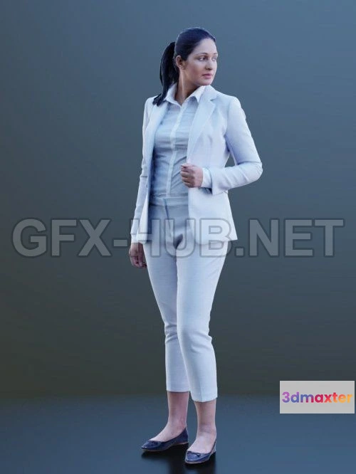 1185076 - PBR Game 3D Model - Girl Wearing Suit Scanned