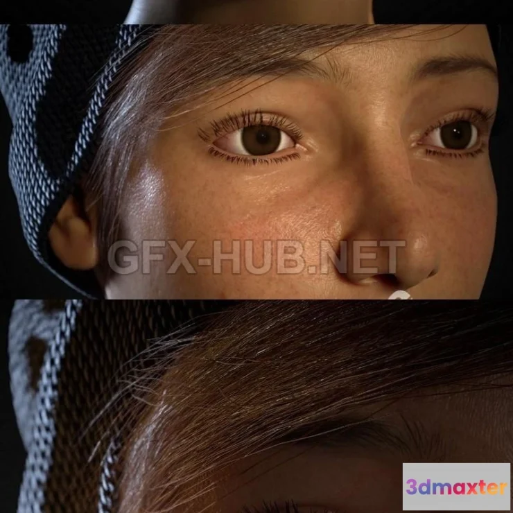 1185080 - PBR Game 3D Model - Girls Face