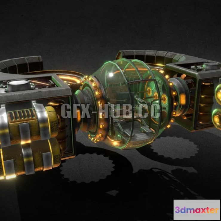 1185090 - PBR Game 3D Model - Glass bubble ship