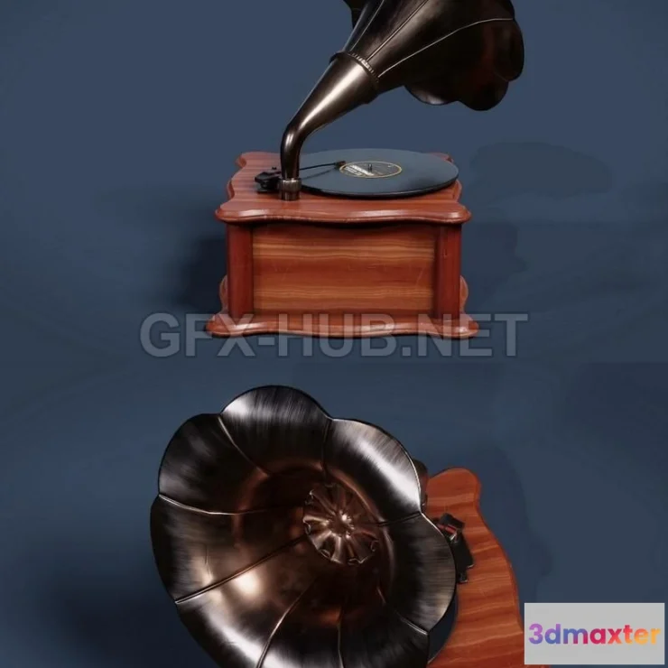 1185160 - PBR Game 3D Model - Gramophone retro