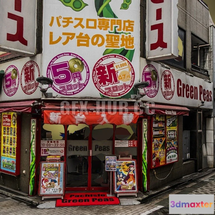 1185192 - PBR Game 3D Model - Green Peas building