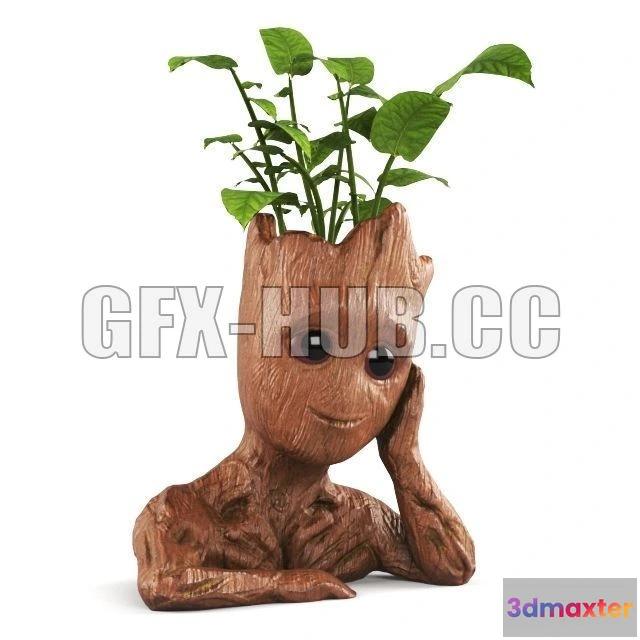 1185210 - PBR Game 3D Model - Groot Sculpture