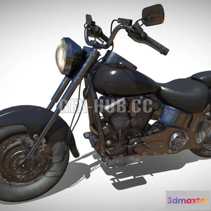 1185328 - PBR Game 3D Model - Harley Davidson 1990 FatBoy