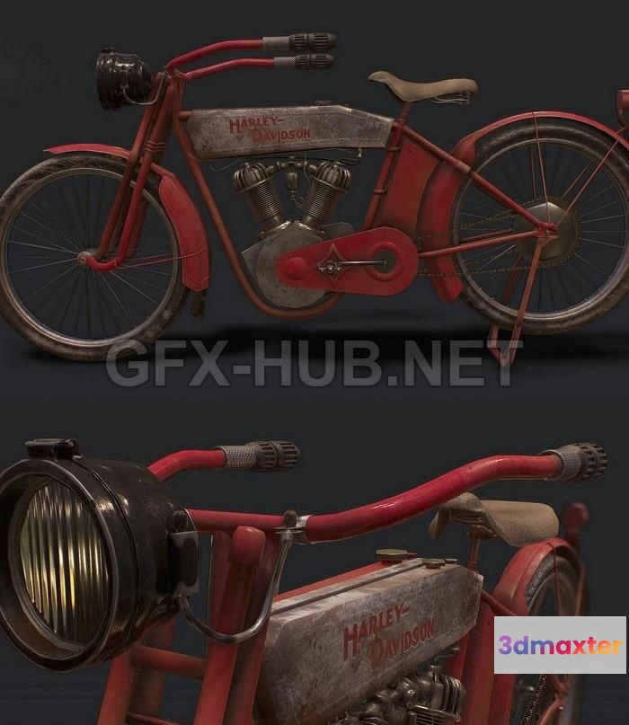1185330 - PBR Game 3D Model - Harley Davidson Bike