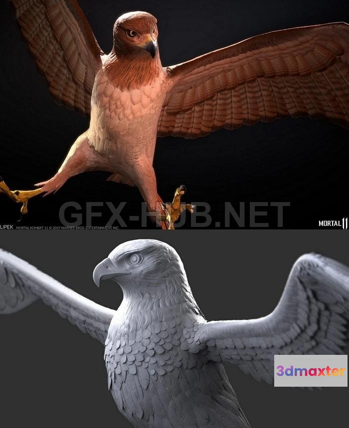1185346 - PBR Game 3D Model - Hawk