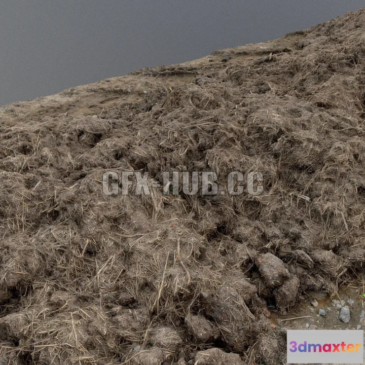 1185350 - PBR Game 3D Model - Hay soil mud heap