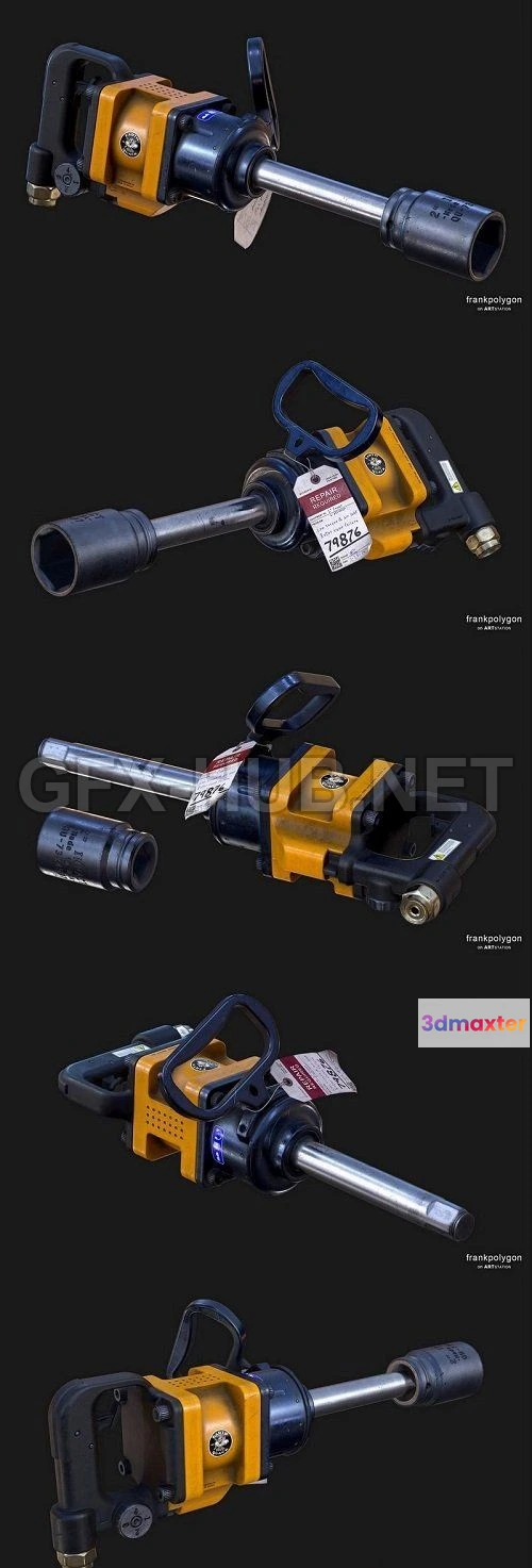 1185380 - PBR Game 3D Model - Heavy duty air impact wrench (max, fbx, obj)