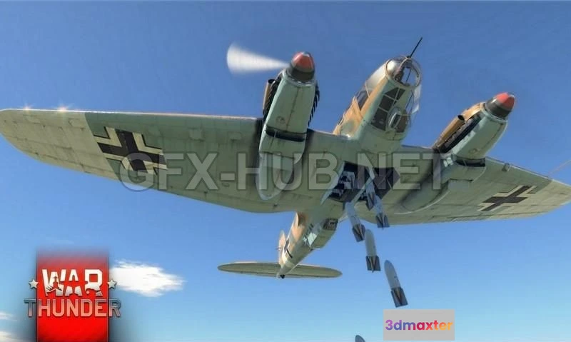 1185398 - PBR Game 3D Model - Heinkel He 111 WW2 Bomber