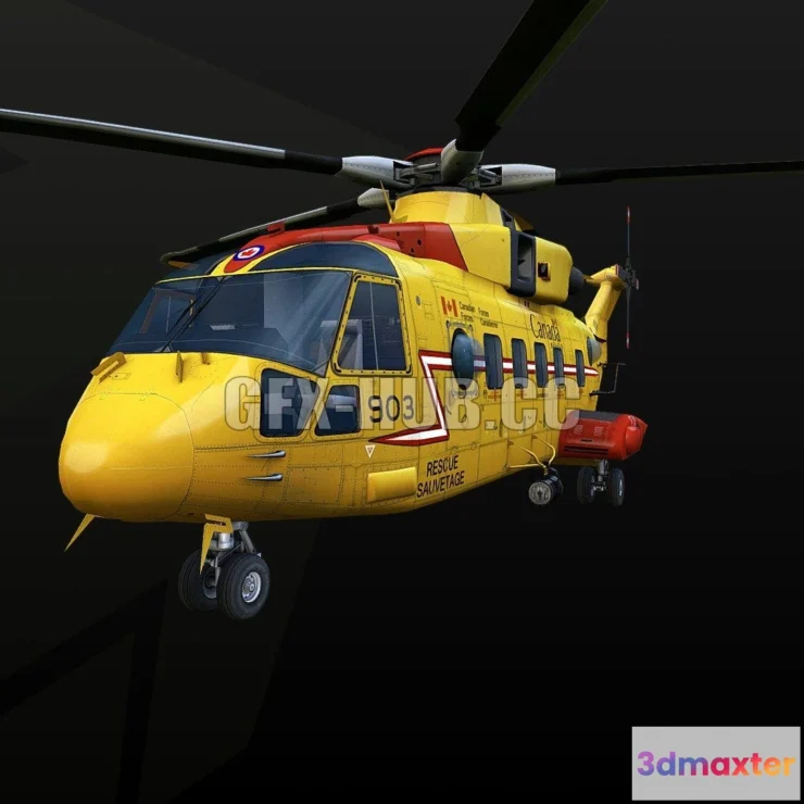 1185402 - PBR Game 3D Model - Helicopter CH-149