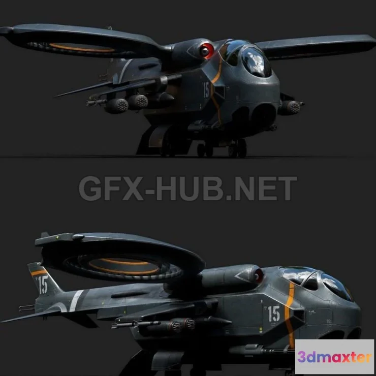 1185408 - PBR Game 3D Model - Helicopter Transporter