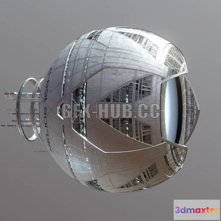 1185410 - PBR Game 3D Model - Helios Spaceship Concept (from Syd Mead)