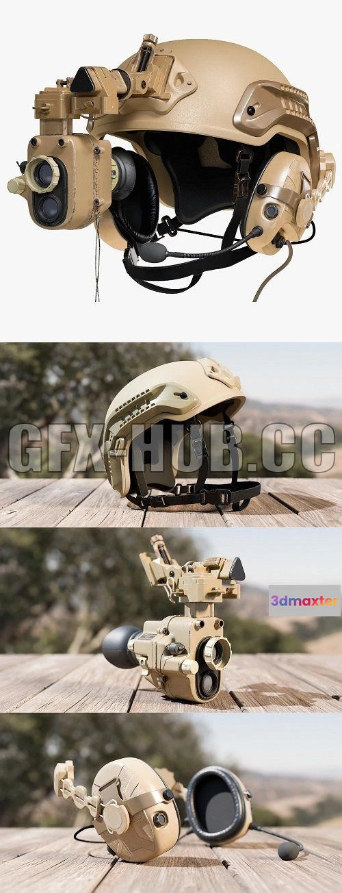 1185430 - PBR Game 3D Model - Helmet night vision goggles