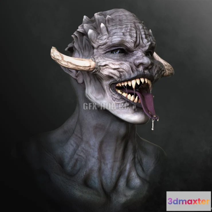 1185452 - PBR Game 3D Model - High Poly Bust of a monster