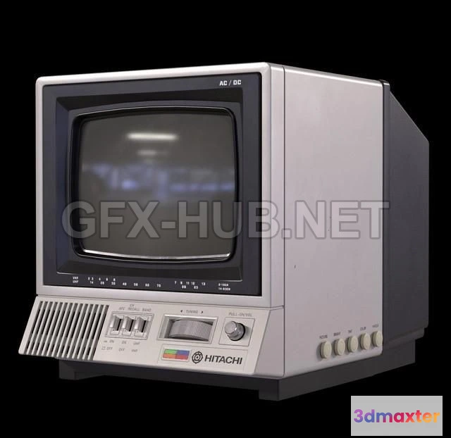 1185476 - PBR Game 3D Model - Hitachi CRT TV